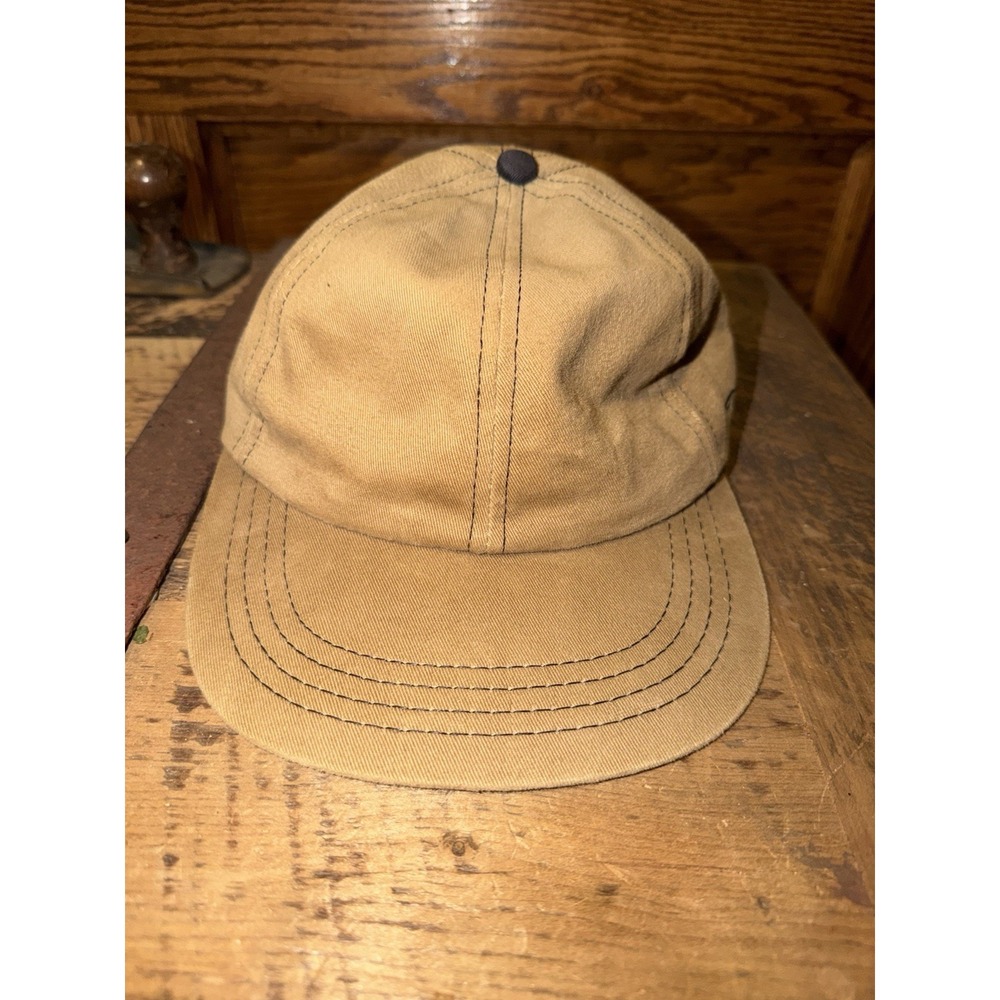 Vintage Fossil Tan Baseball Hat Minimalist 100% Cotton Adjustable Made in USA